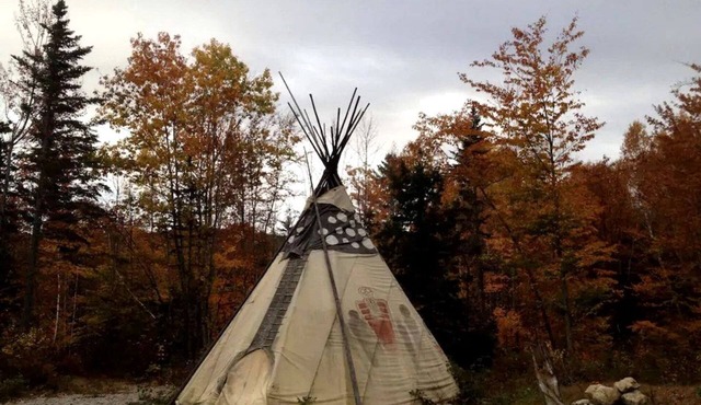 Authentic Tipi Set in the Stunning Woodland of the White Mountain National Forest, New Hampshire in Chatham