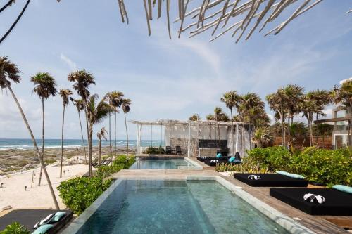 Luxury Oceanfront Estate with Pool, Staff, Sleeps 24 in Tulum