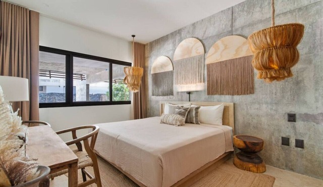 Nuju Rentals |3R Condo|6 Guests|Rooftop Pool & Gym in Tulum