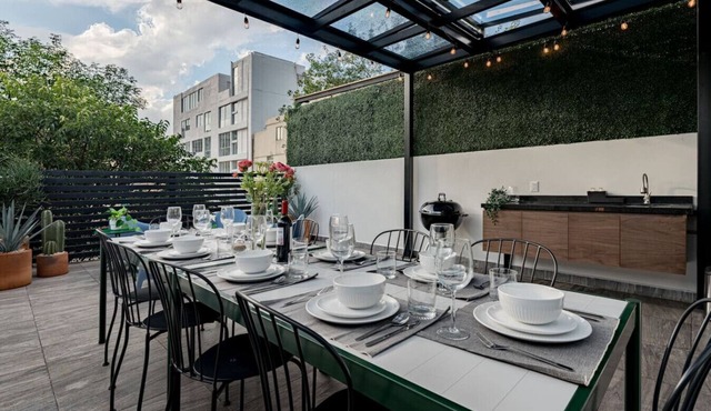 Trendy Roma, Private Rooftop, BBQ, AC & Gym in Ciudad de México