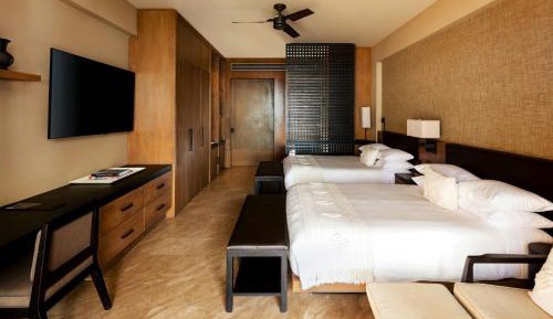 Deluxe Double Room with Two Double Beds, Balcony and Resort View