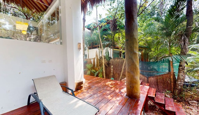 Tropical resort villa near the beach with outdoor pool, deck, streaming, washer in Tulum