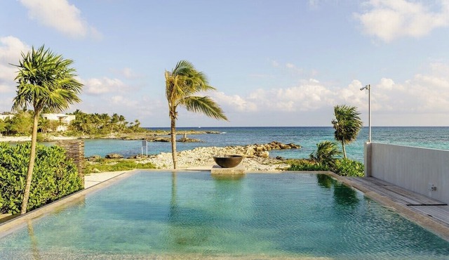 Beachfront Designer House in Private Development with Private Pool and Full Staff in Puerto Aventuras